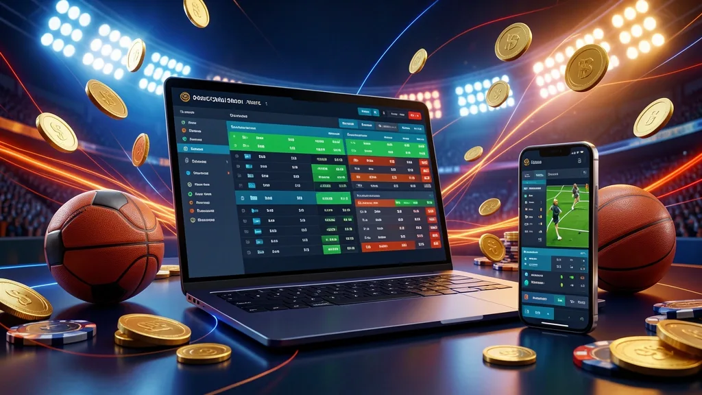 Laptop y celular muestran apuestas deportivas de fútbol, básquetbol y tenis